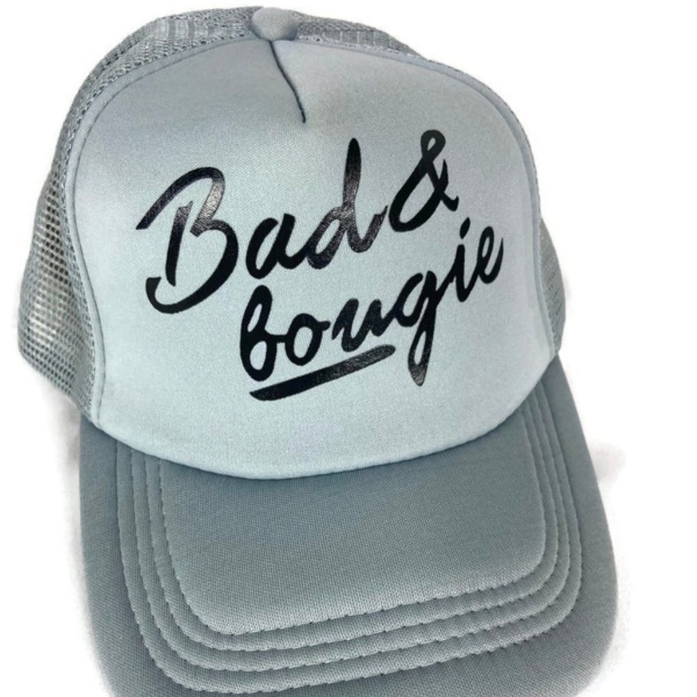 Bad & Bougie Womens Baseball Hat Gray
